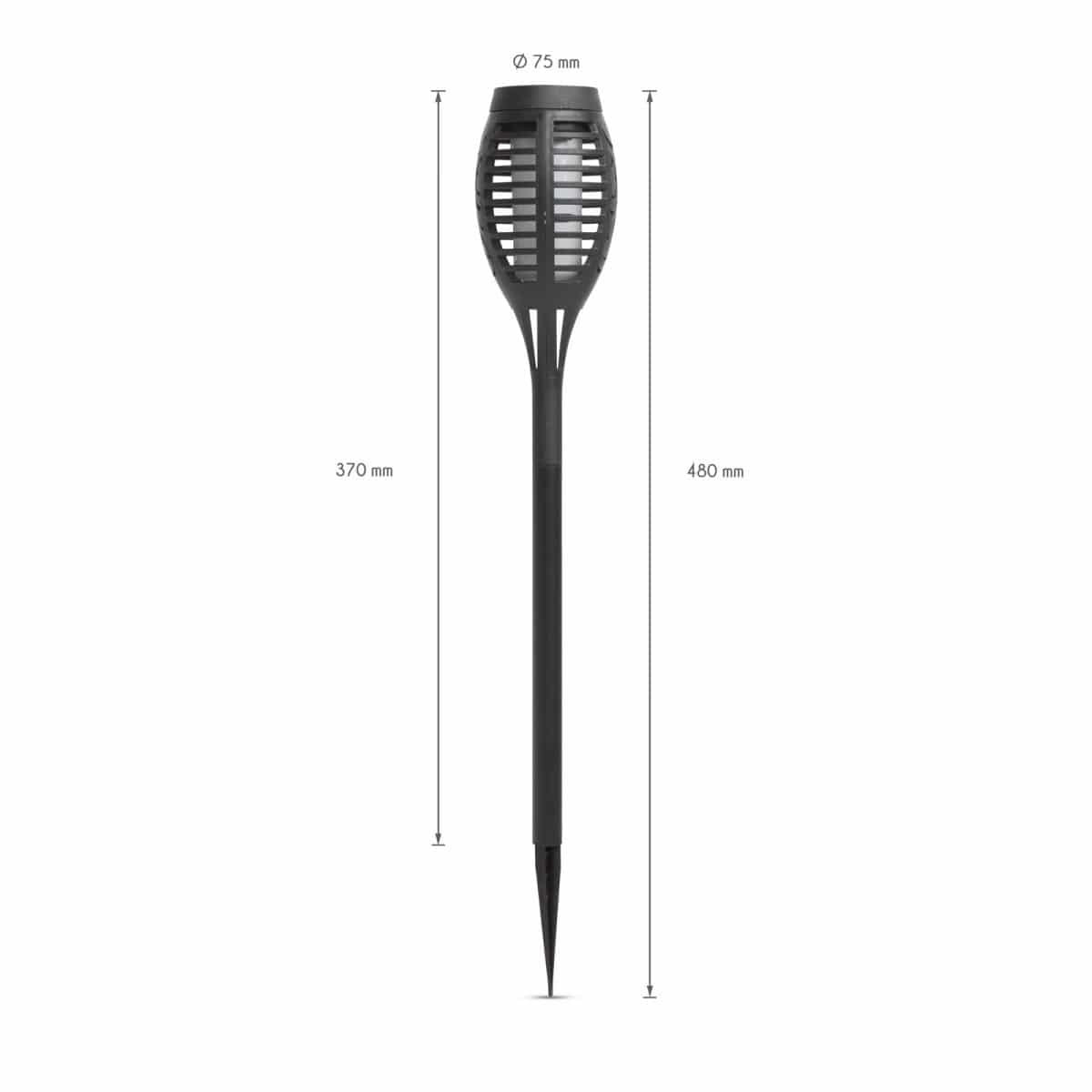 LED solarna svetilka z efektom plamena - 4 kos - črna - plastika - 390 x 75 mm