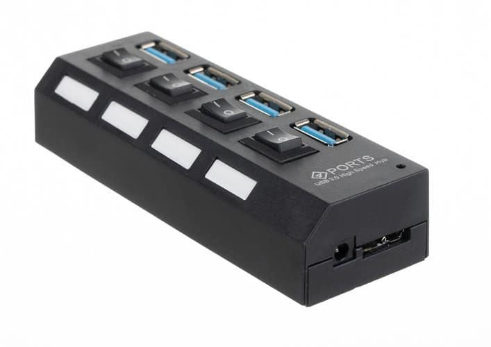 USB HUB razdelilec 3.0 4 vrata s stikali 5 GB / s 46cm črn