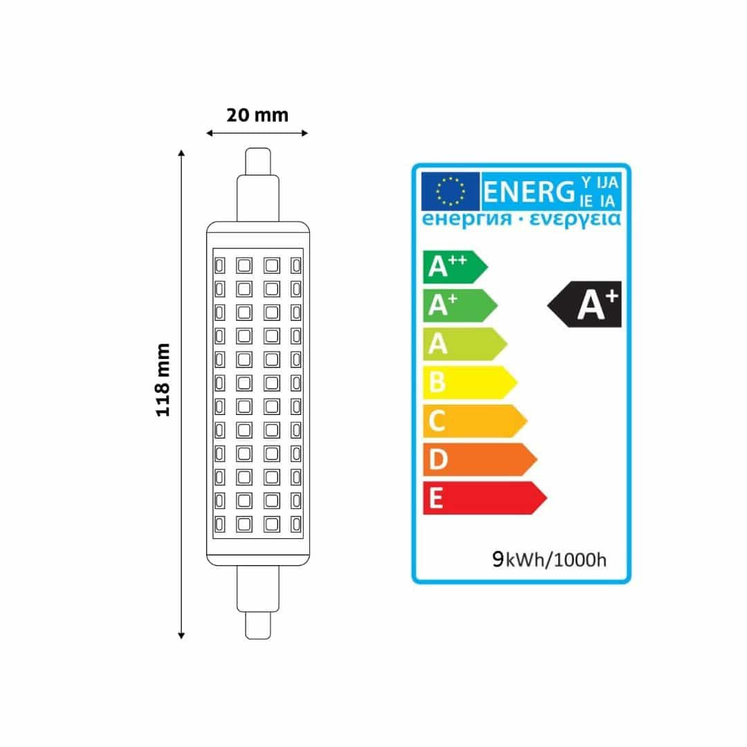 LED sijalka R7S 9W 20x118mm hladno bela 6400K