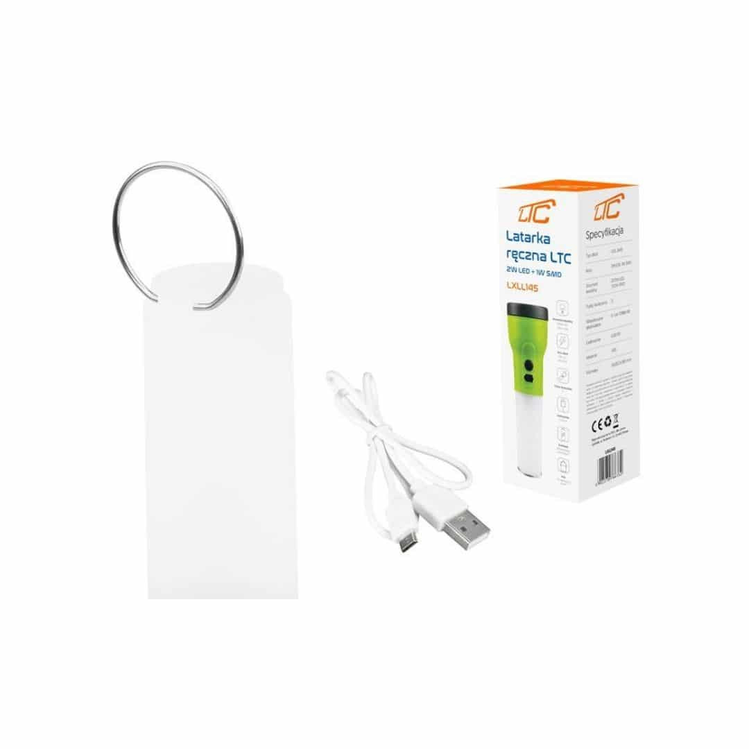 Ročna USB polnilna LED svetilka 2W + 1W SMD 300lm + 150lm