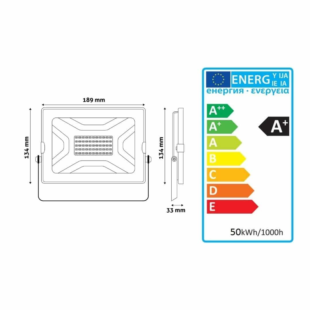 SMD LED reflektor 50W 3250lm 4000K IP65 vodotesen – slika 2