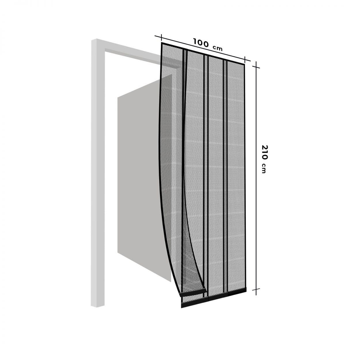 Mreža proti komarjem za vrata 4 delna 100 x 220 cm črna