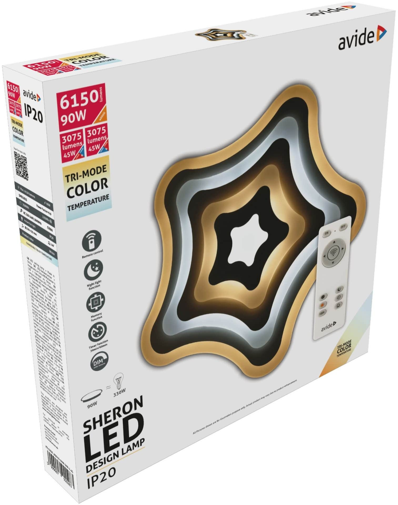 Dizajnerska LED svetilka z daljincem 90W(45+45) CCD 3000K-6500K