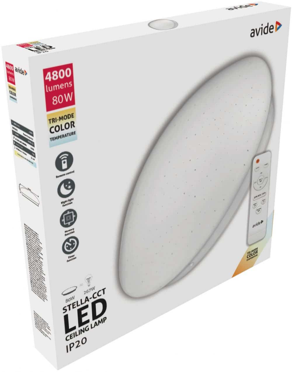 LED plafoniera 76cm z daljincem CCT 80W (40+40) 2700K-6500K