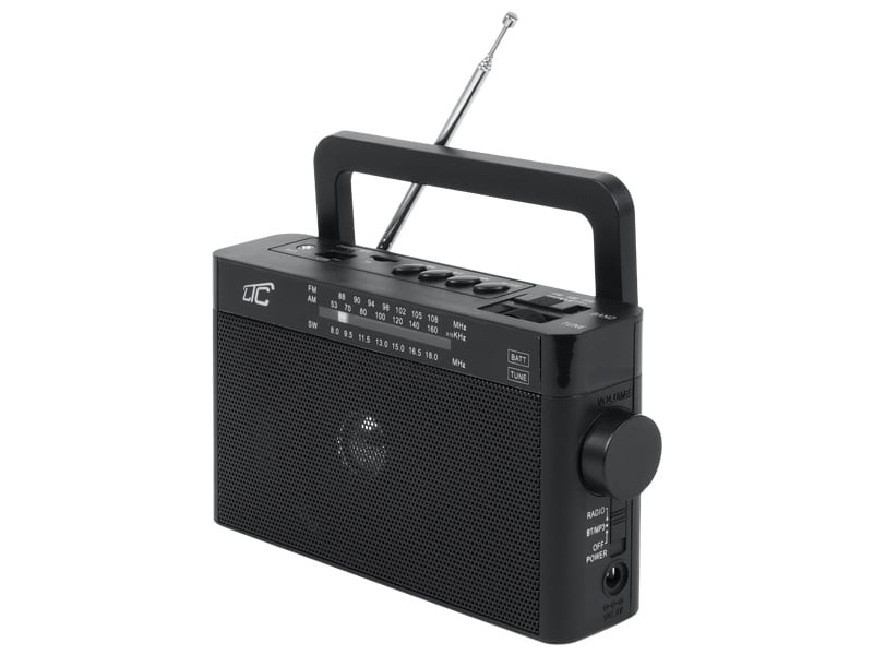 Prenosni radio s polnilno baterijo, Bluetoothom, USB, TF, črne barve