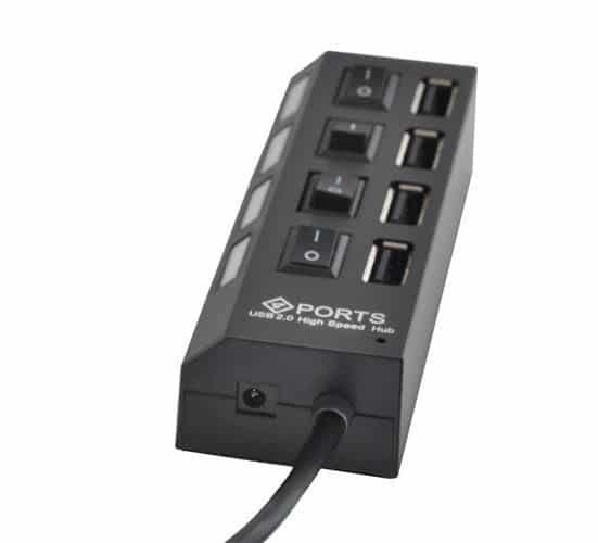 USB HUB razdelilec 2.0 4 vrata 480 Mbps 45cm črn