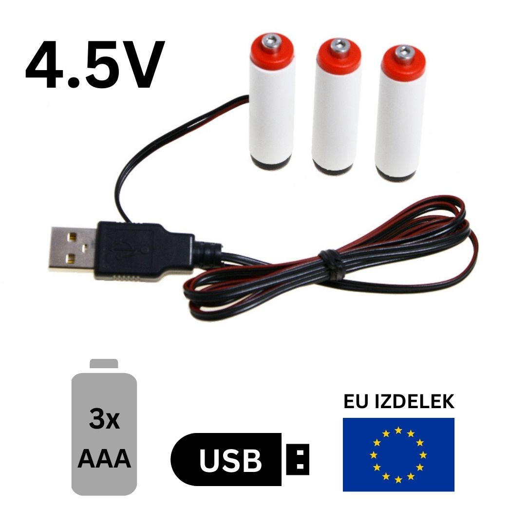 USB nadomestek baterij 3xAAA 3R3 4,5V 500mA