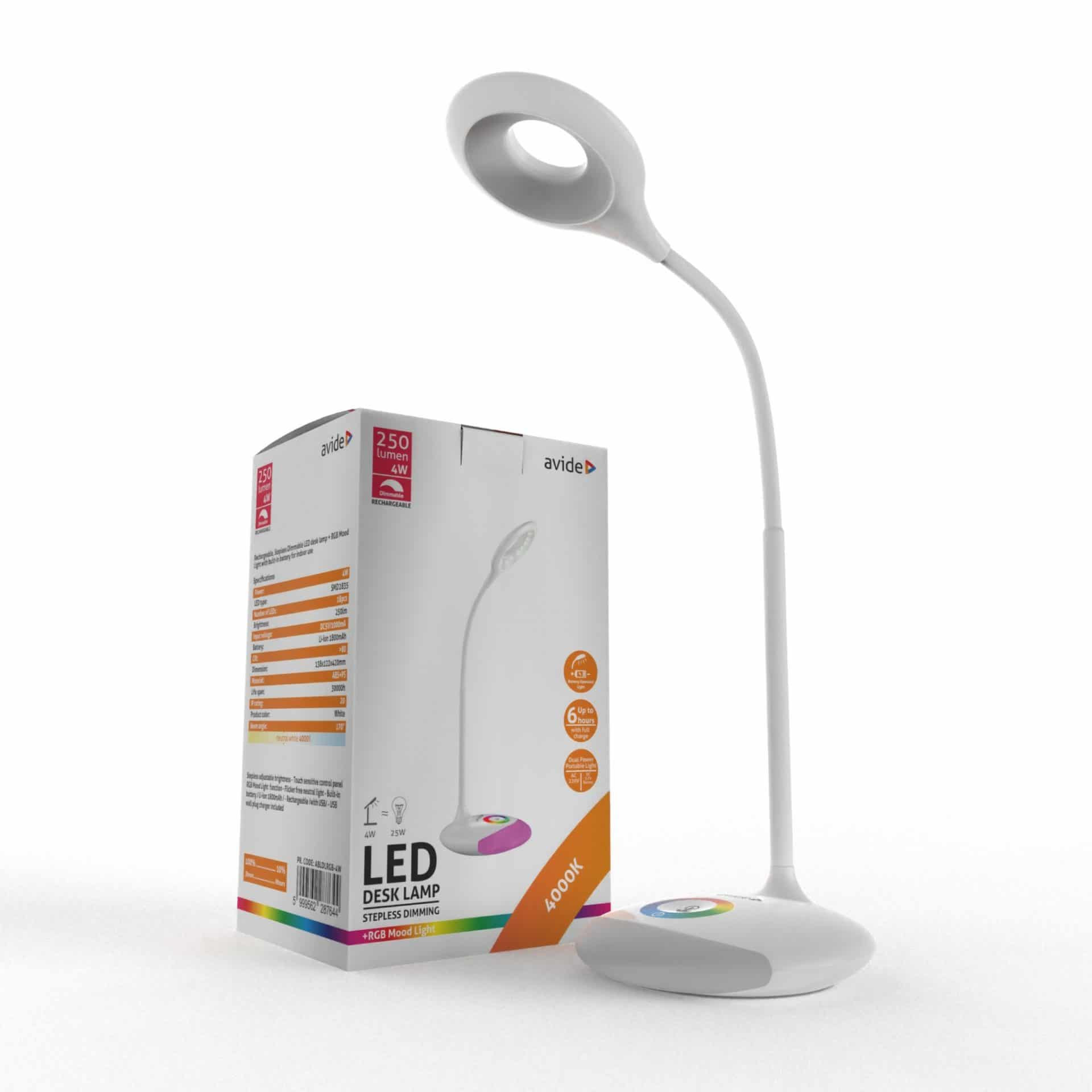 Akumulatorska RGB LED namizna svetilka 4W nevtralno bela 4000K