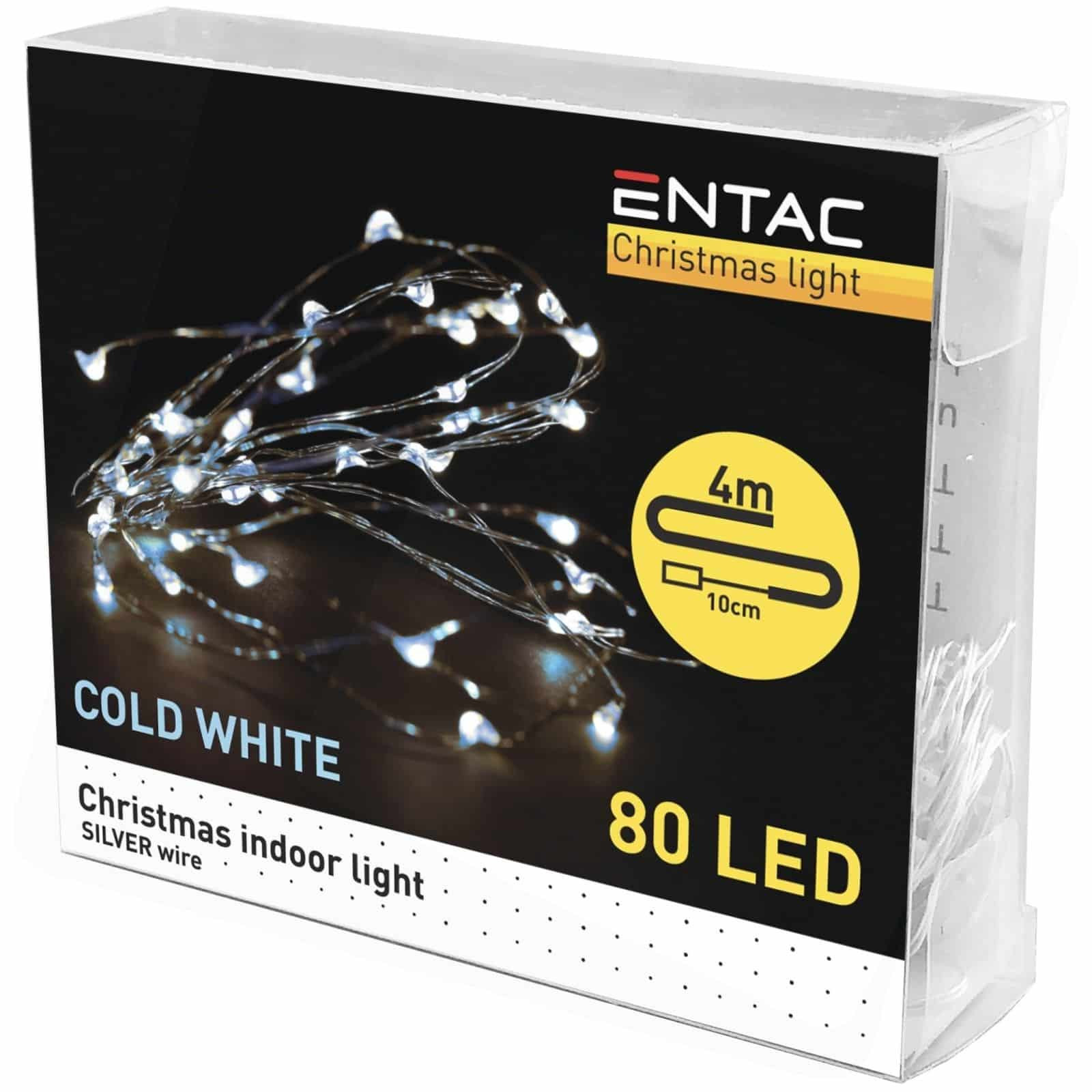 4m 80 LED božično - novoletne micro LED lučke na baterije 3xAA hladno bele