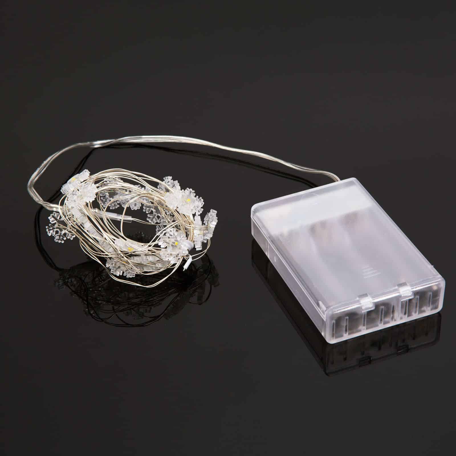 20 LED 2m božično - novoletne micro LED lučke na baterije snežinke toplo bele 3xAAA
