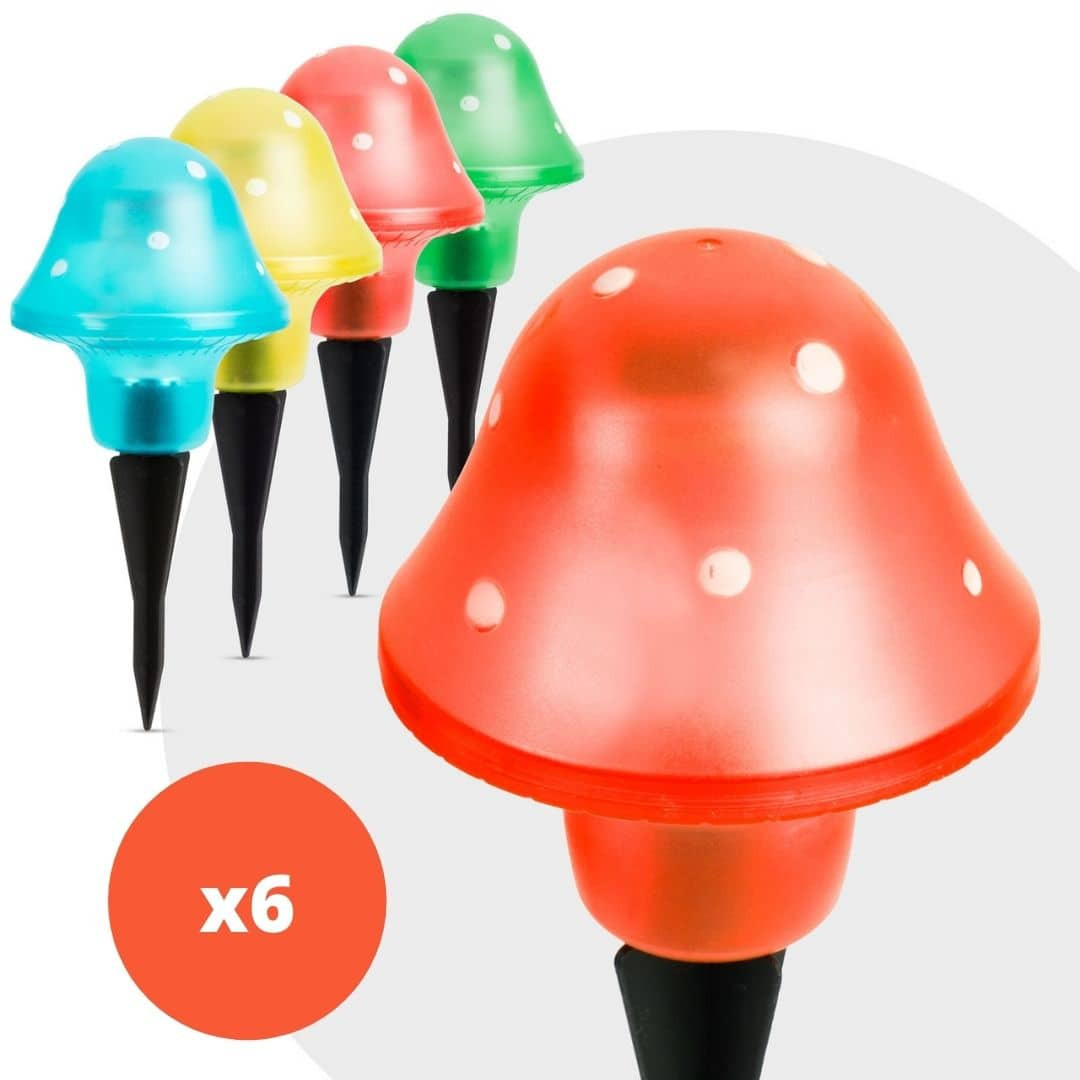 6x LED solarna svetilka v obliki gobe več barv