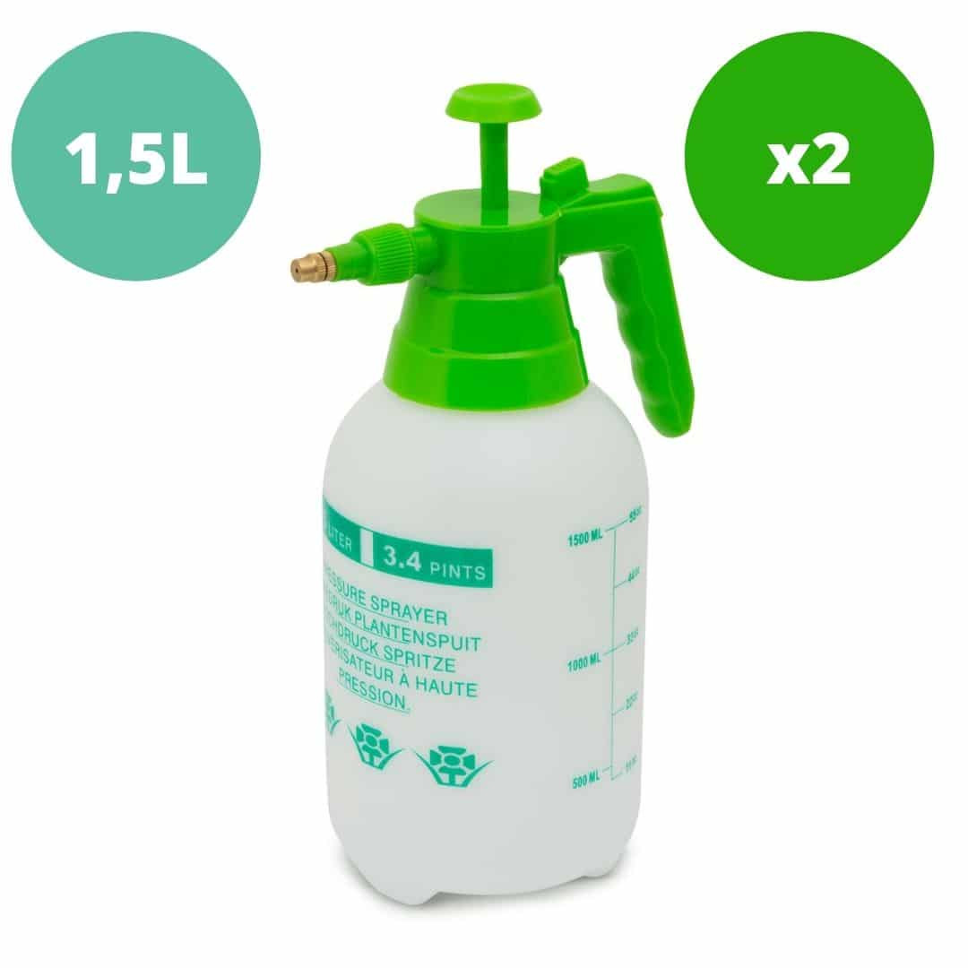 2x razpršilna steklenica s prostornino 1,5 L in 3 bar