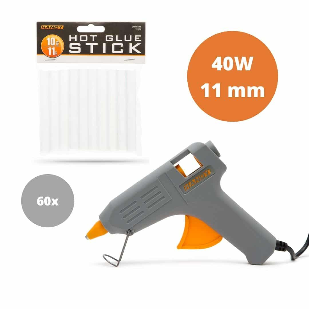 Set pištola za vroče lepljenje 40W 11mm siva + 60 vložkov