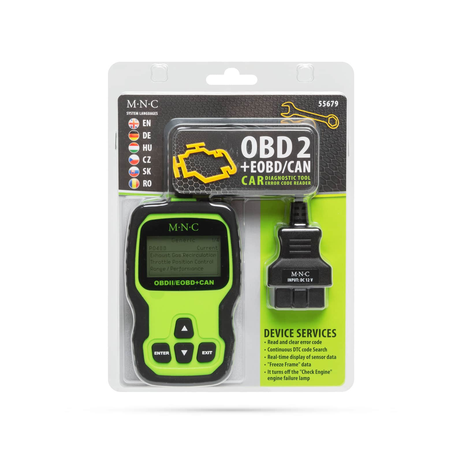 Orodje za diagnostiko avtomobila - bralnik kod napak - OBD2 - 12V