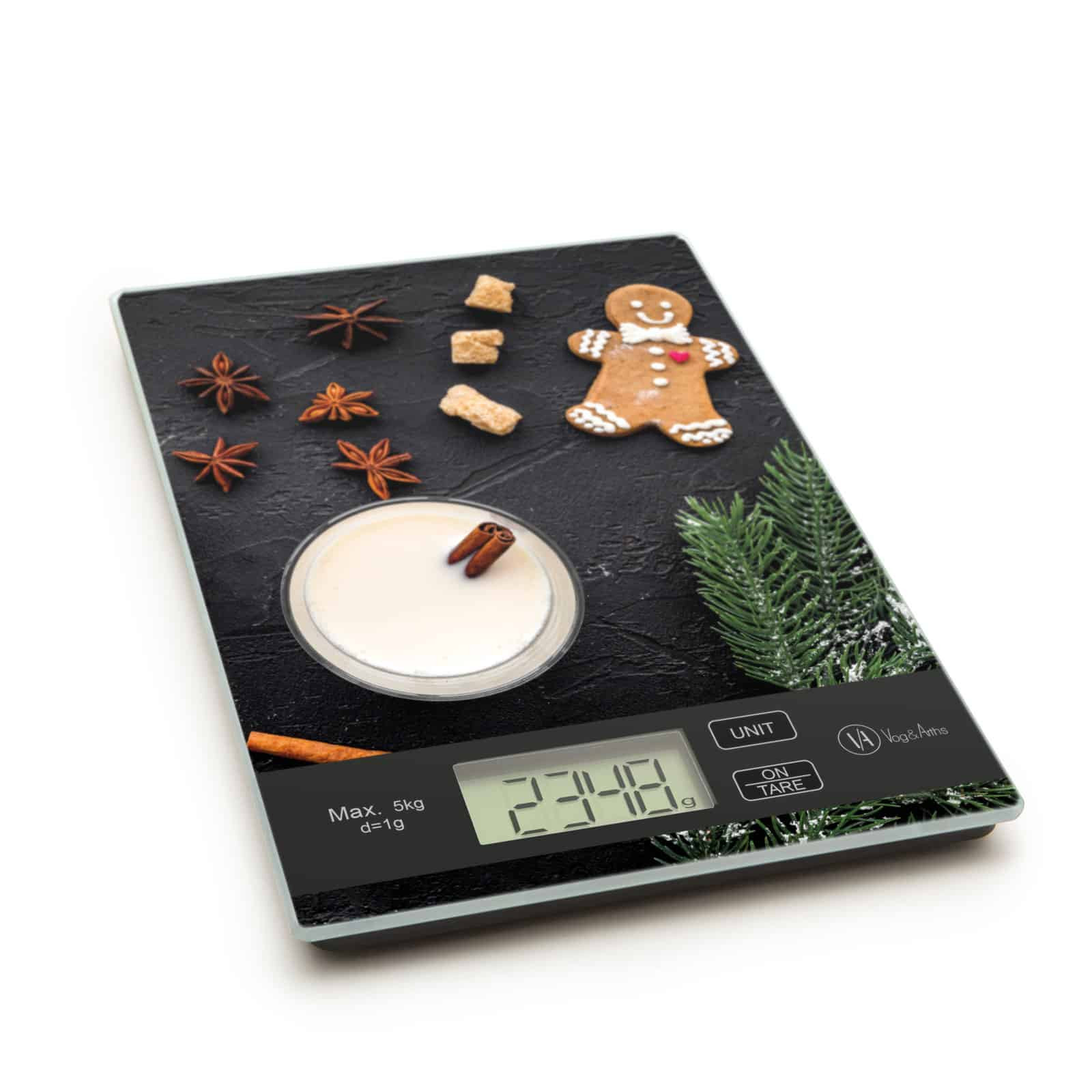 Digitalna kuhinjska tehtnica z motivom medenjaka in kaljenim steklom - max. 5kg