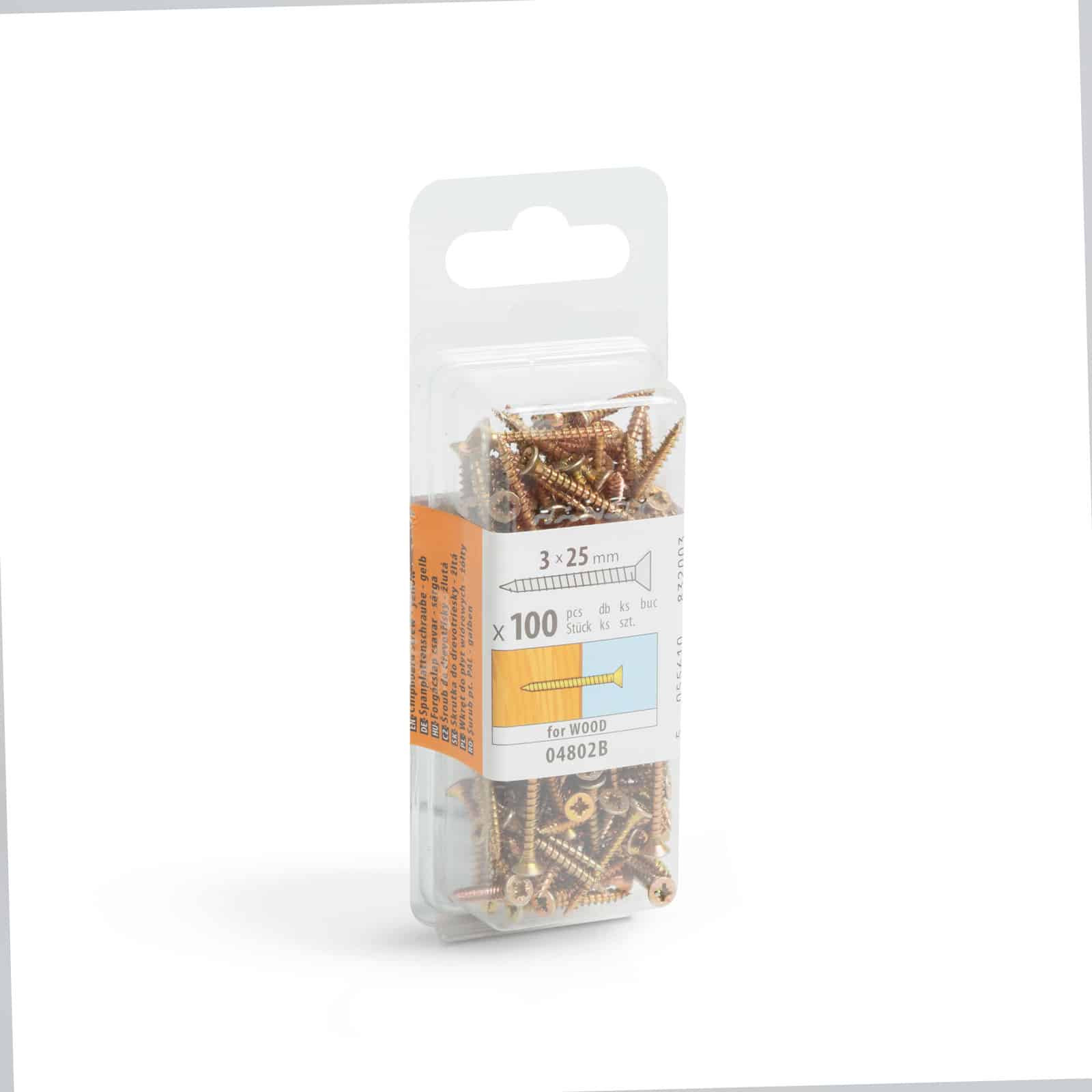 Vijak za iverne plošče - rumen - 3 x 25 mm - 100 kosov / paket