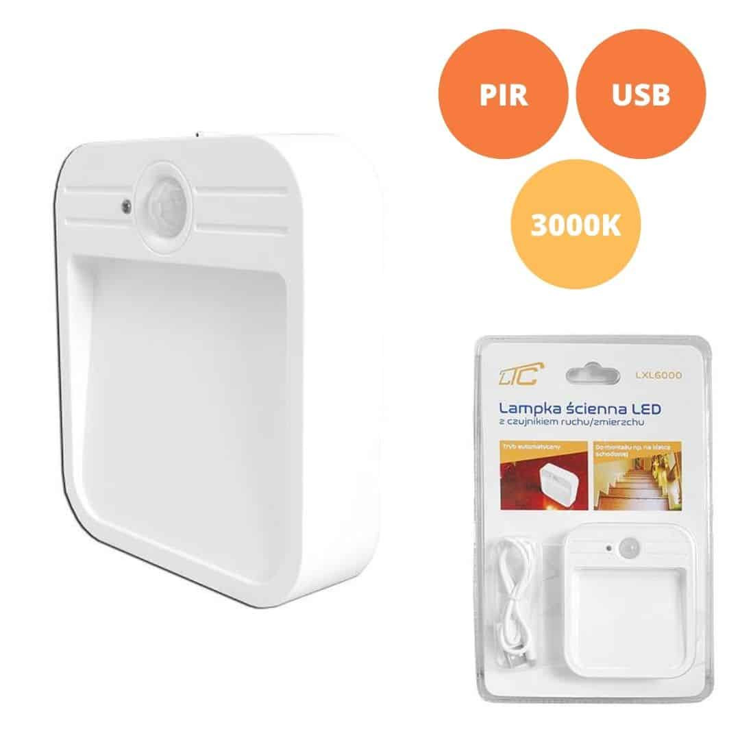 USB polnilna LED stenska svetilka s senzorjem gibanja / mraka, 3000K, 3.7V / 500mAh, magnetno držalo