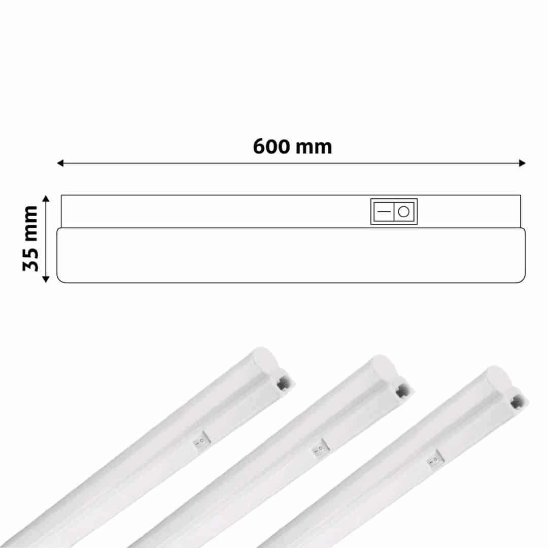 3x 60cm integrirana podelementna T5 LED svetilka 9W PVC nevtralno bela 4000K