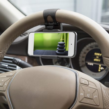 Držalo za mobilni telefon za volanski obroč, črno