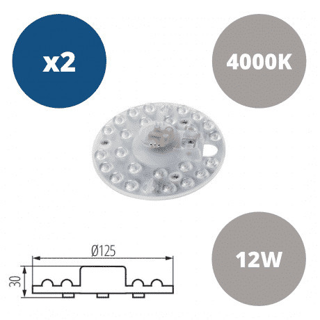 2x LED modul z magneti za plafoniere 12W 1200lm nevtralno bela 4500K Kanlux – slika 2