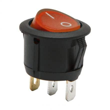Preklopno vgradno stikalo OFF/ON 6A 250V rdeča osvetlitev