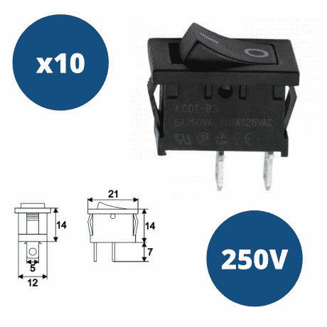 10x vgradno stikalo 6A 250V OFF/ON