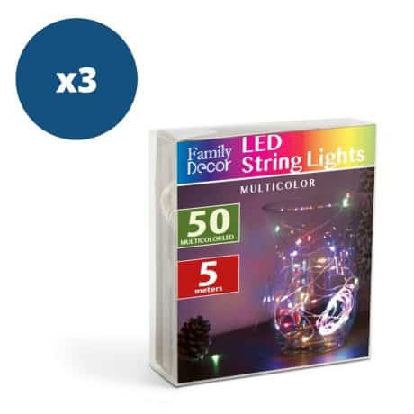 3x 50 LED 5m božično - novoletne micro LED lučke na baterije 3xAA večbarvne