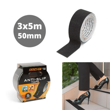 3x5m samolepljivi protizdrsni trak 50 mm črn