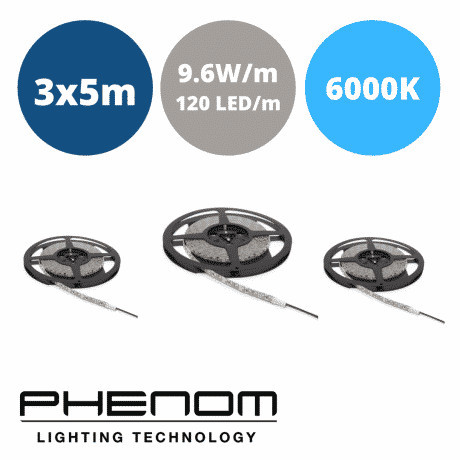 LED trak 3x5m 120 LED/m 12V 9,6W/m hladno beli 6500K