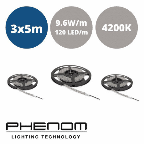 LED trak 3x5m 120 LED/m 12V 9,6W/m 120 LED/m nevtralno beli 4500K