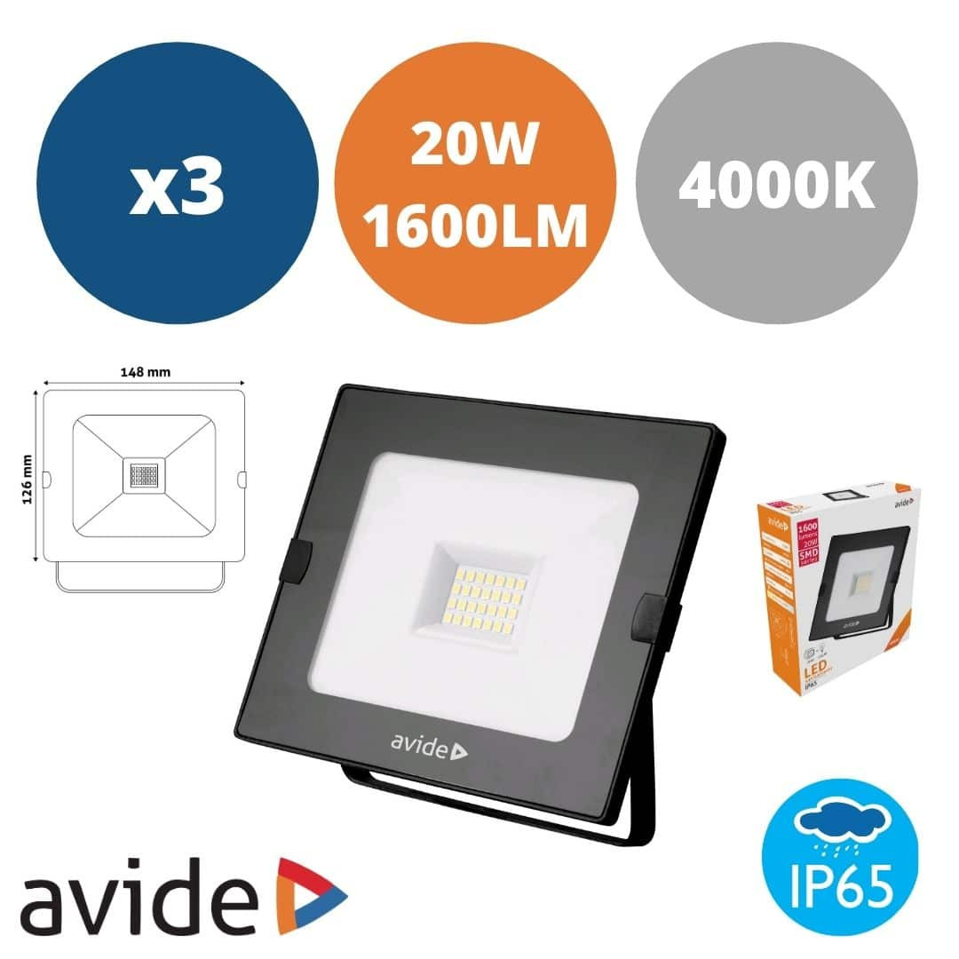 3x LED reflektor 20W 1600lm 4000K IP65 vodotesen – slika 2