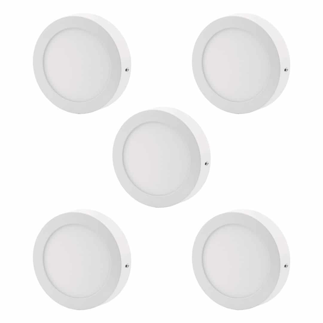 5x ALU LED nadgradni panel okrogli 12W nevtralno bela 4000K