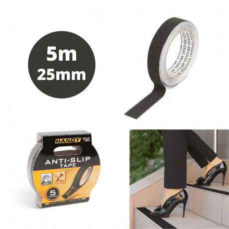 Samolepljivi protizdrsni trak 5 m x 25 mm črn