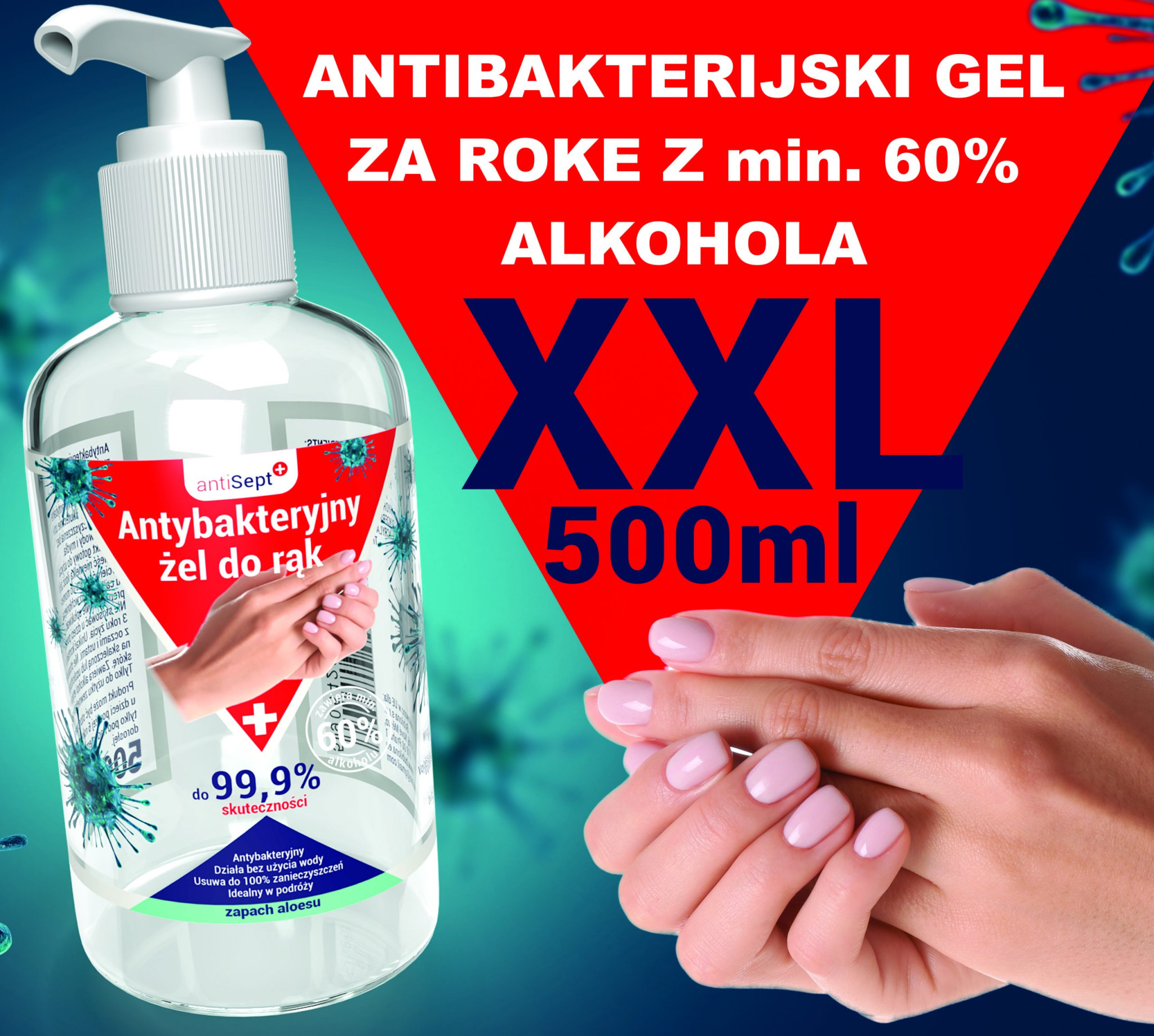 Gel za razkuževanje rok z min. 60% alkohola 500ml