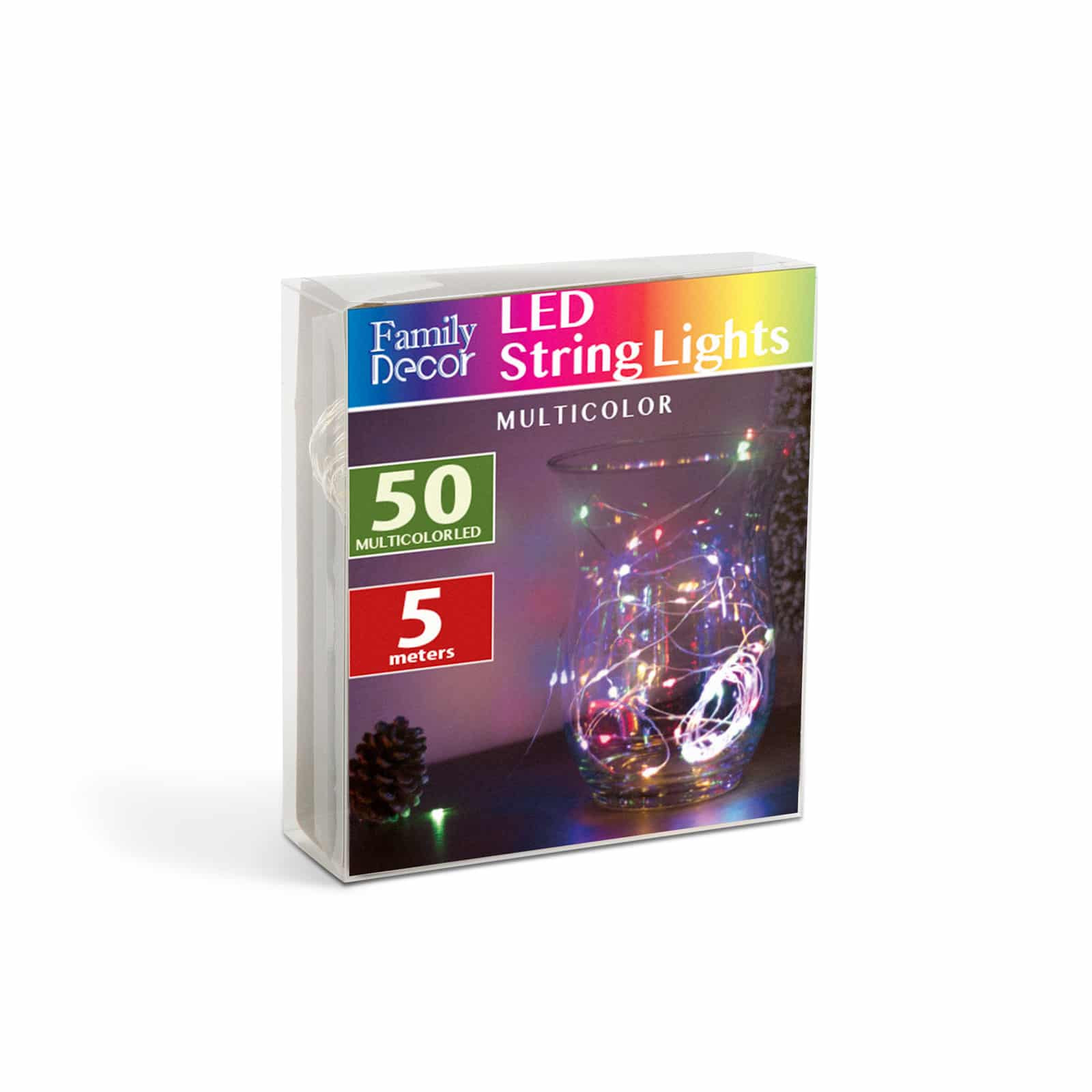 5m božično - novoletne micro LED lučke na baterije 3xAA večbarvne