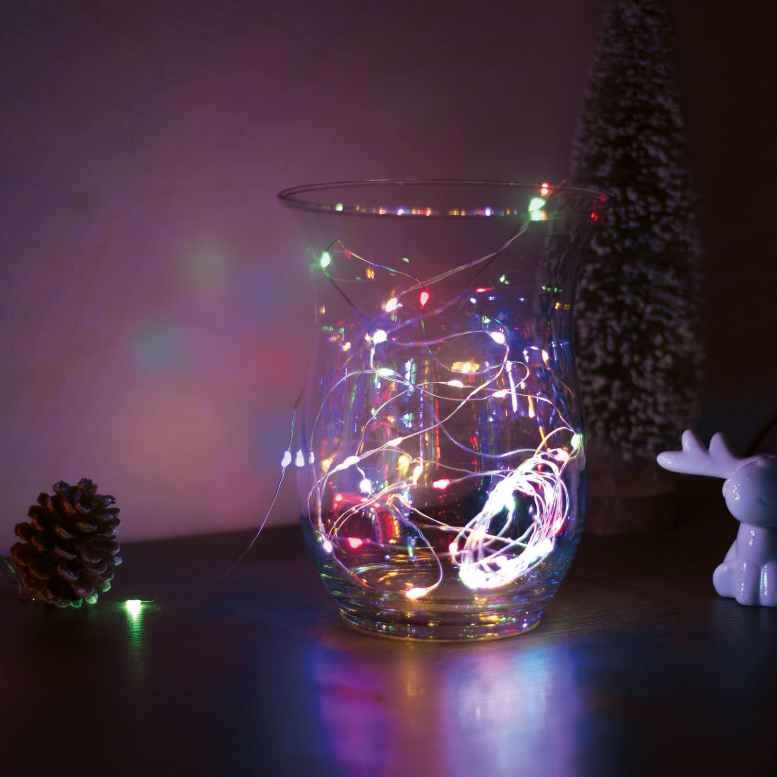 5m božično - novoletne micro LED lučke na baterije 3xAA večbarvne