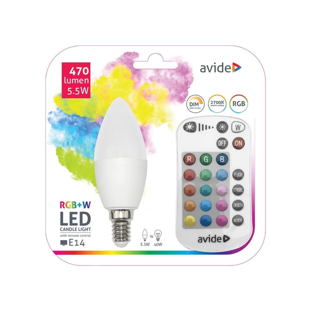 SMART LED sijalka E14 5.5W RGB+W 2700K z daljincem – slika 2