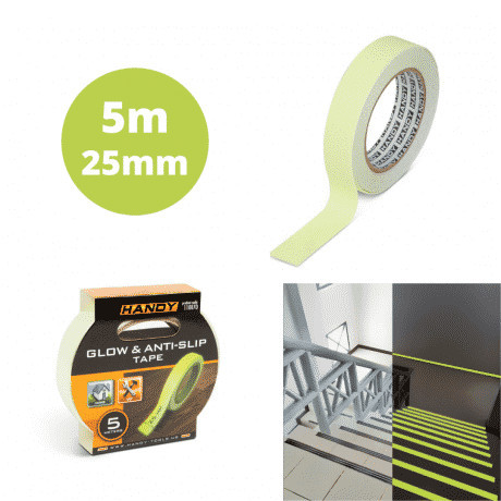 Samolepljivi protizdrsni trak 5 m x 25 mm fluminiscentni
