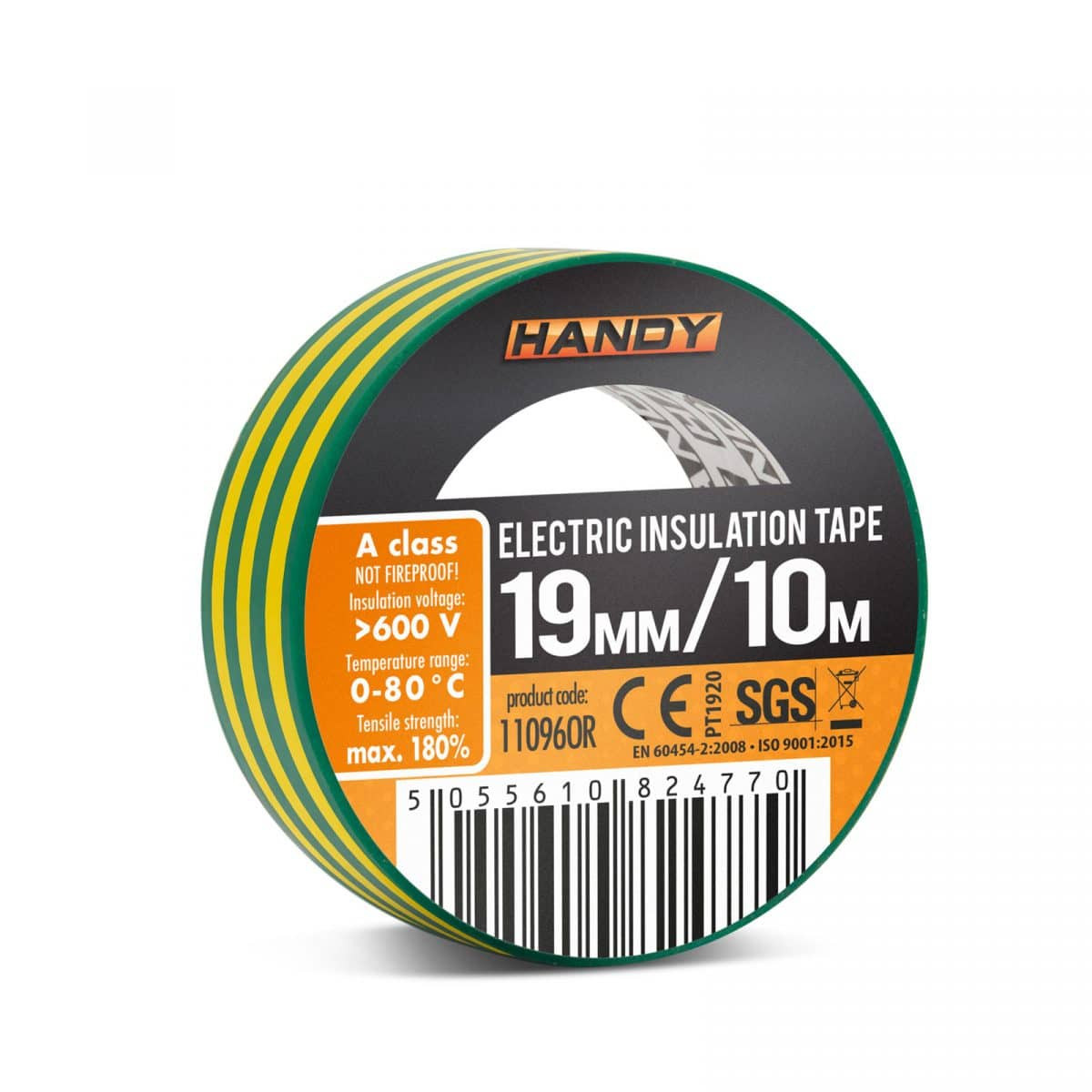 Izolacijski trak 19 mm 10 m zeleno / rumen