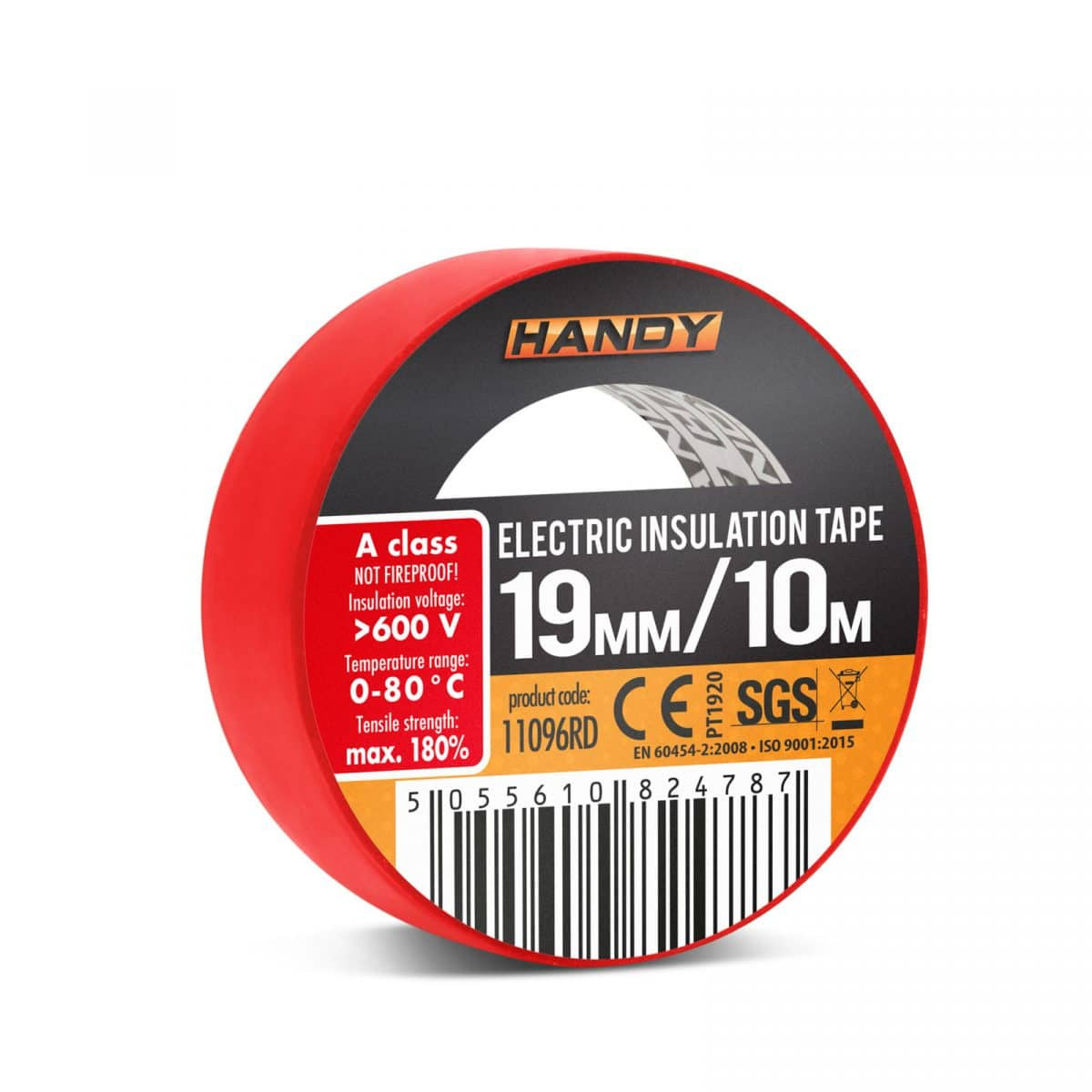 Izolacijski trak 19 mm 10 m rdeč