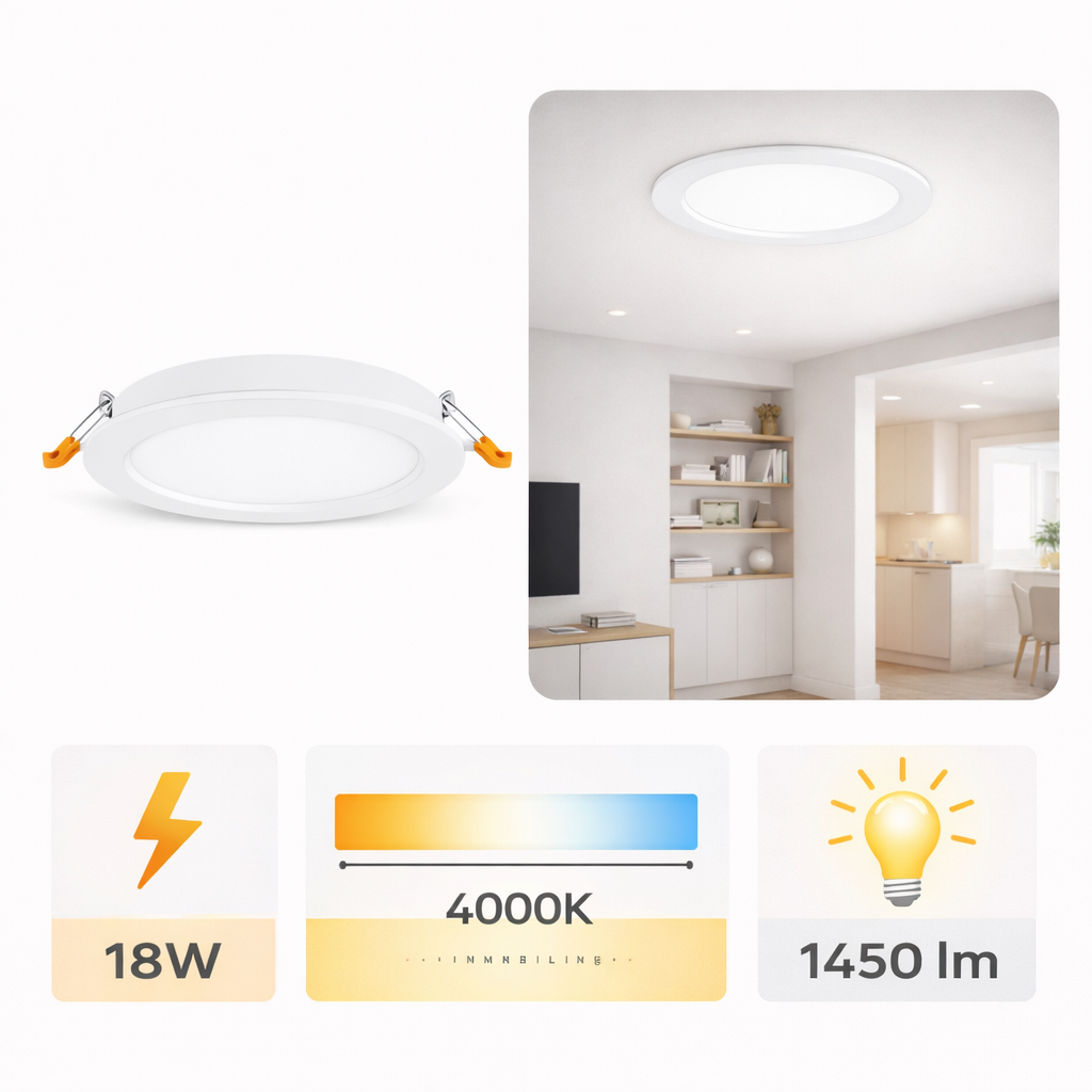 ALU vgradni LED panel okrogli 18W nevtralno beli 4000K