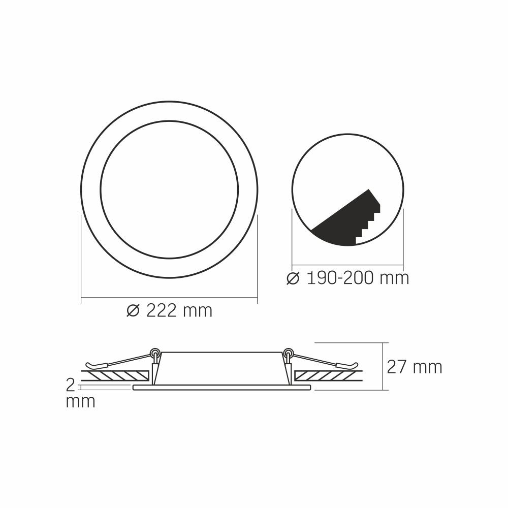 ALU vgradni LED panel okrogli 18W nevtralno beli 4000K
