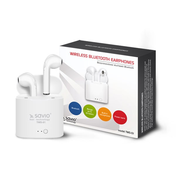 Brezžične bluetooth slušalke z mikrofonom in polnilno postajo TWS-01