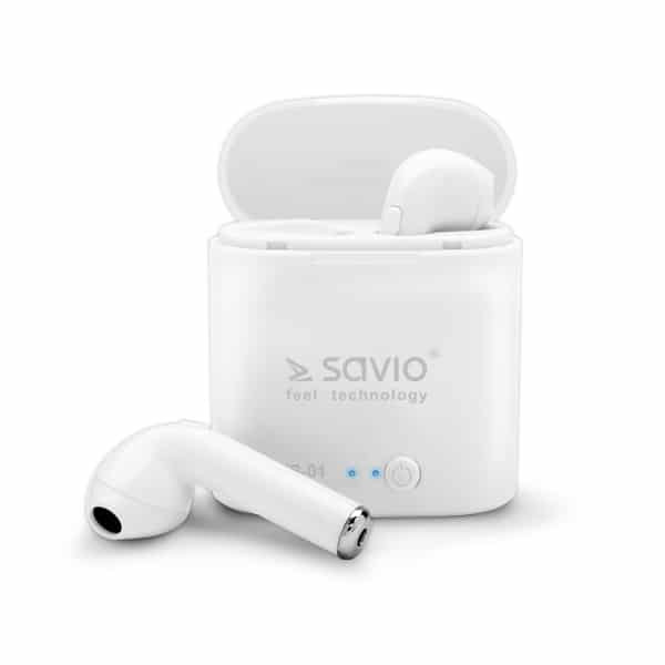Brezžične bluetooth slušalke z mikrofonom in polnilno postajo TWS-01