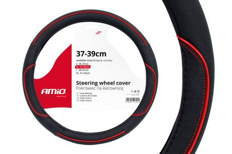 Prevleka za volan črna z rdečo črto M (37-39cm)