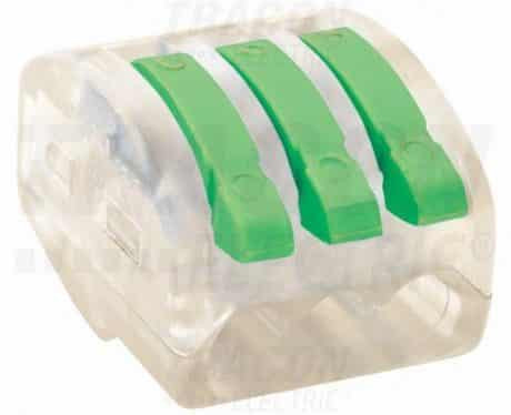 Hitra sponka brez vijakov odpiralna 0,75-4mm2 32A 400VAC trojna prozorna