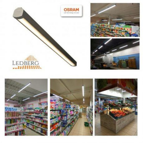 Premium LEDBERG OSRAM® stropna ALU LED svetilka AXION 250cm 80W 12000lm 3000K/4000K/5000K srebrna