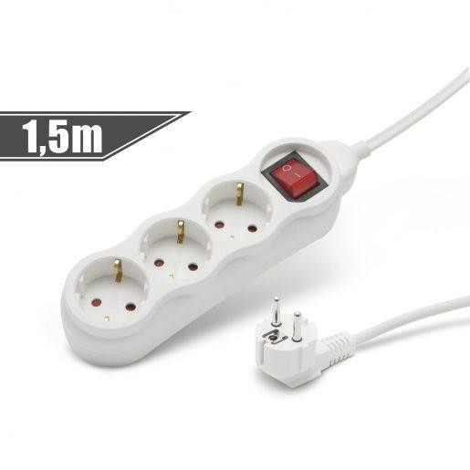 Podaljšek na 3 vtičnice 3x1mm 1,5m s stikalom