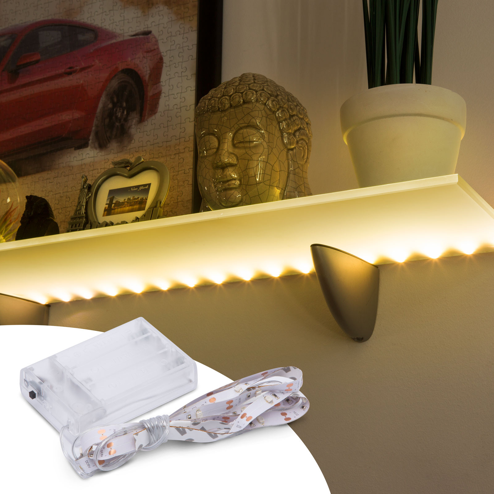LED trak na baterije toplo beli 30 LED 3xAA 1m