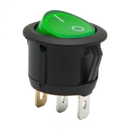 Preklopno vgradno stikalo 6A 250V ON-OFF zelena osvetlitev